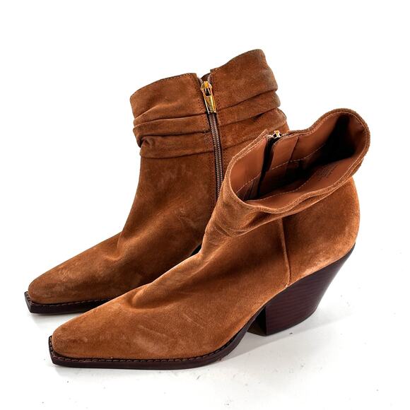 Vince Camuto Nerlinji Slouch Bootie 7 NWOT Cognac Tan Suede Boots Ankle Western - Picture 3 of 7